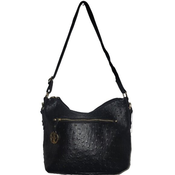Giani Bernini Embossed Faux Ostrich Shoulder Bag. New With Defect. Black $129 - Picture 1 of 13
